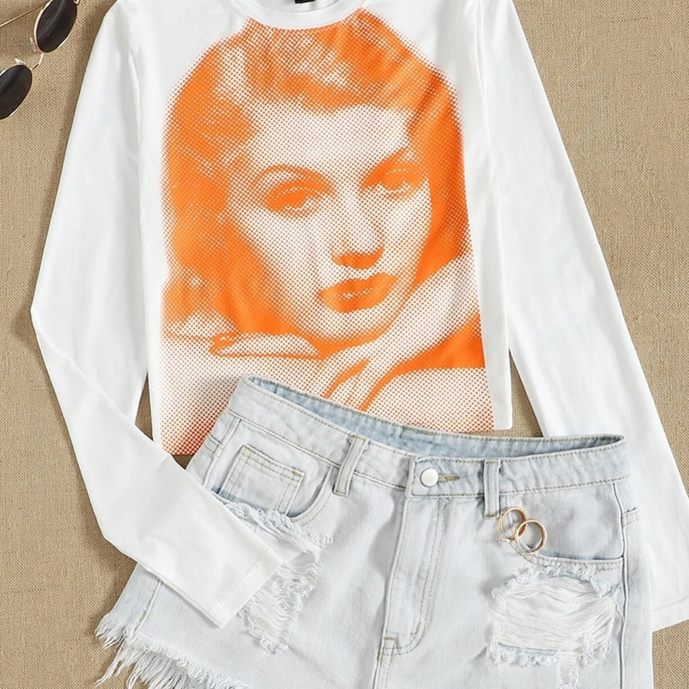 Printed long sleeve T shirt